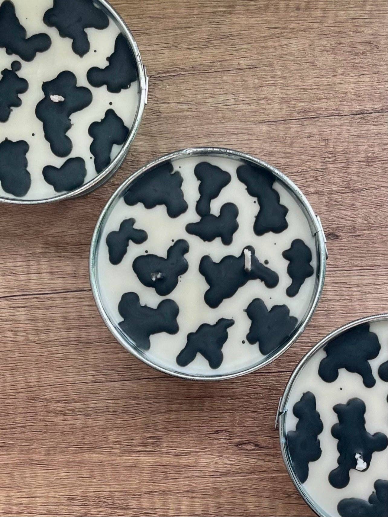 Round Cow Print Candle: Vanilla