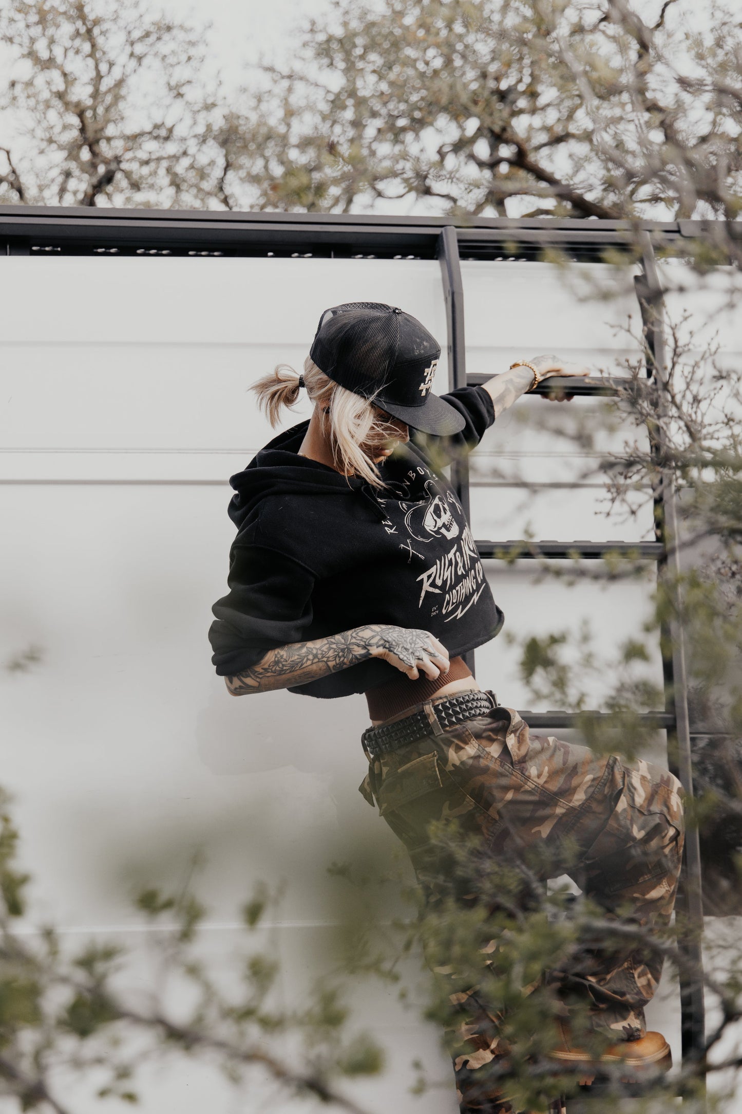 Women’s “Cropped” Red Truck Cowboys Hoodie