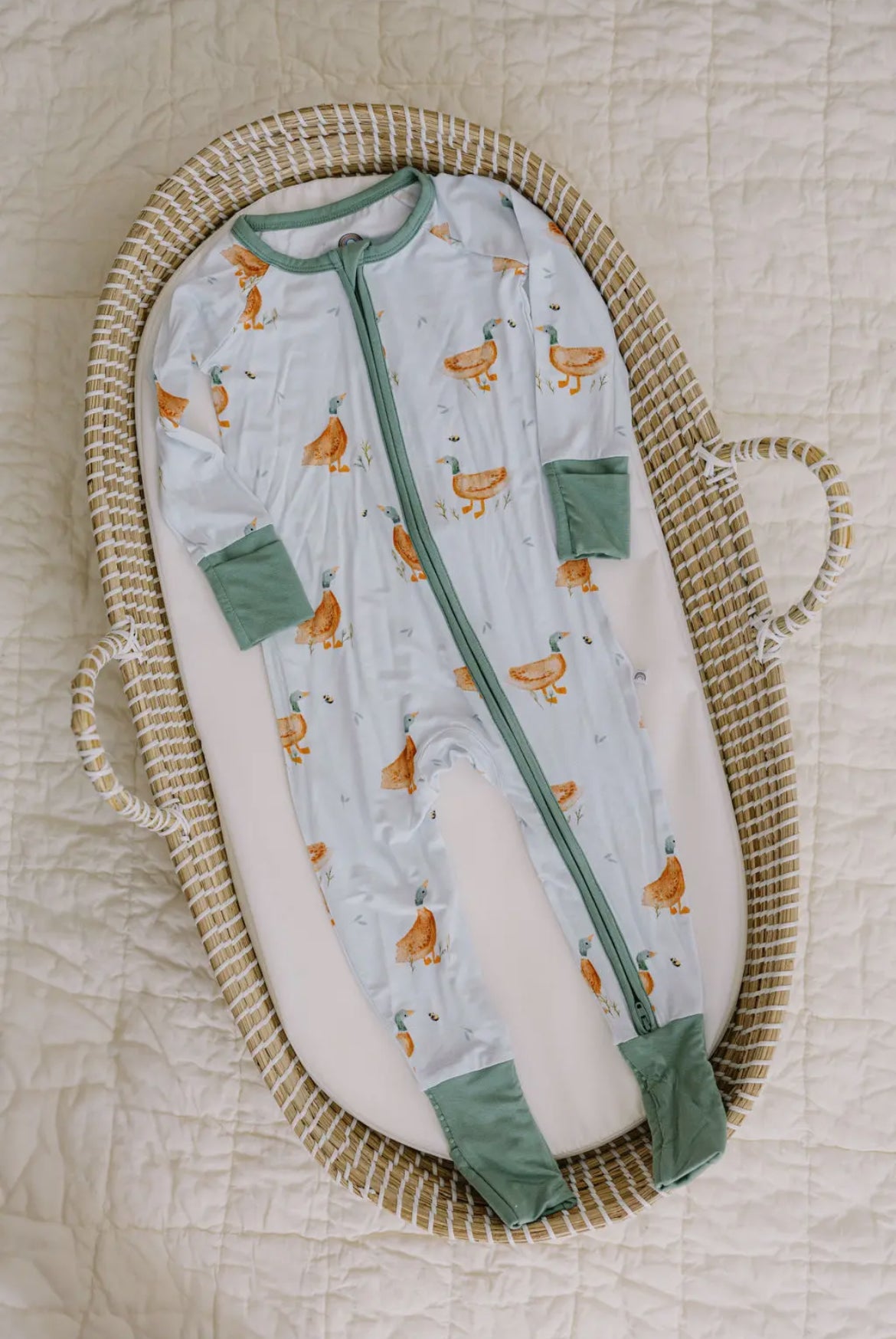 Little Duckling Bamboo Zipper Romper: 0-3m