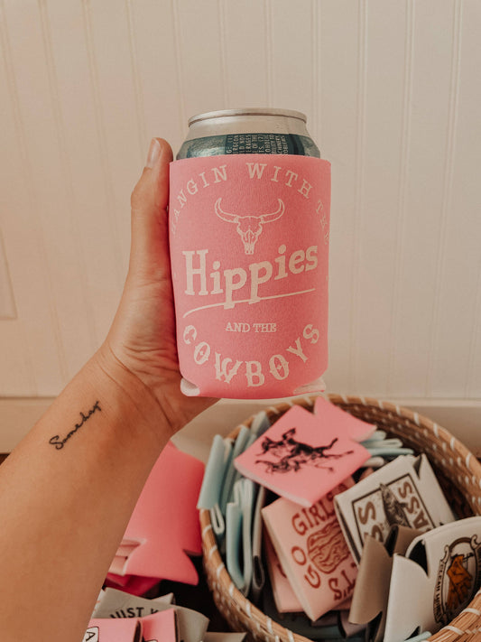 Hangin With The Hippies & The Cowboys  Koozie