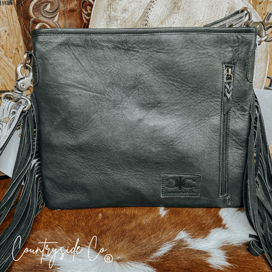 Rodeo Square Cowhide Checkered Purse