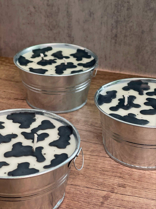 Round Cow Print Candle: Vanilla