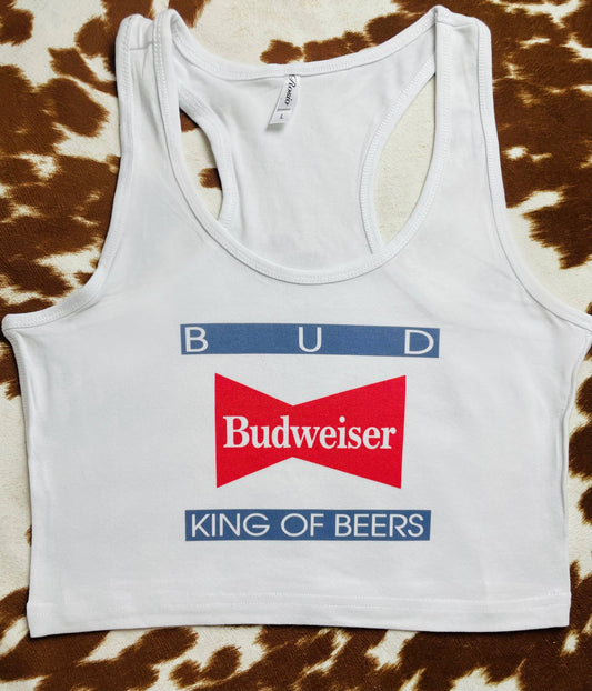 King of Beer Cropped Tank Top: Large